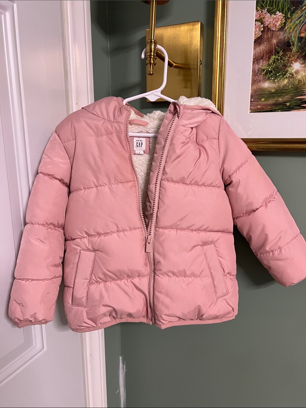 GAP Girls Light Pink Hooded Puffer Jacket